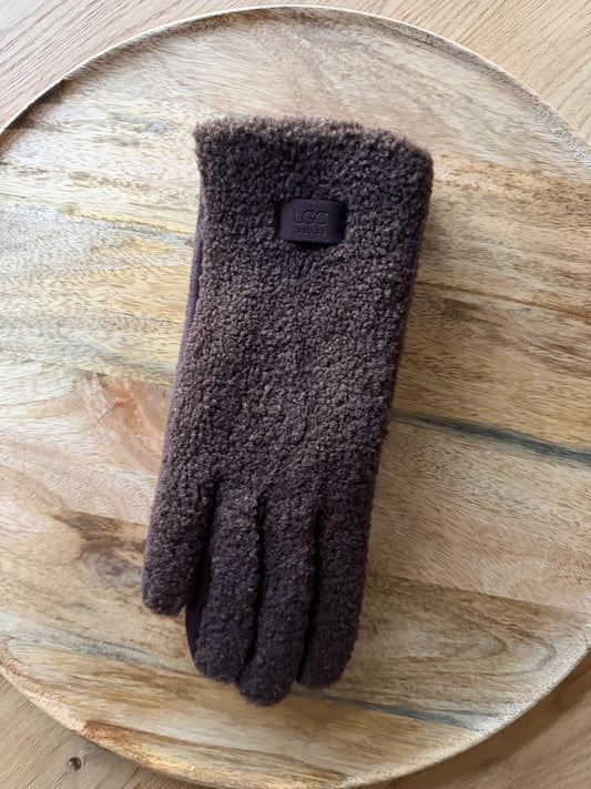 Handyschuhe mit Teddystoff (versch. Farben)