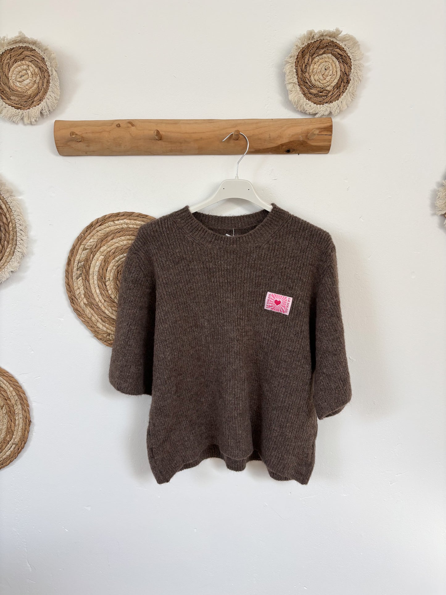 Kurzarm Pullover dunkelbraun
