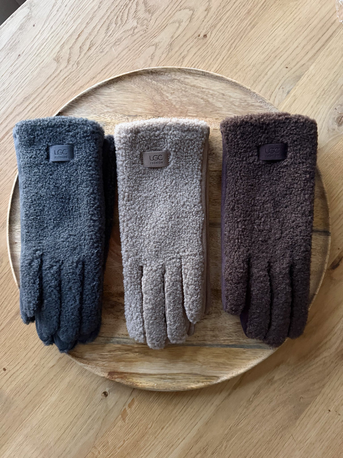 Handyschuhe mit Teddystoff (versch. Farben)