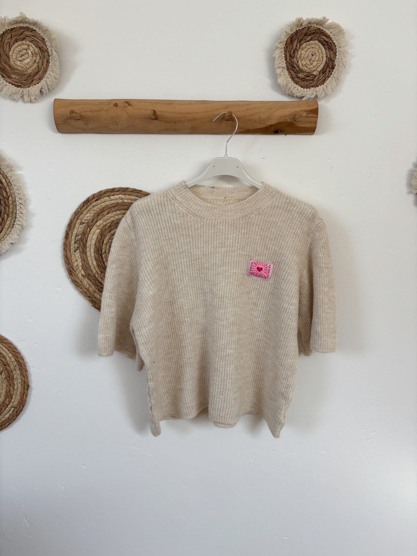 Kurzarm Pullover beige