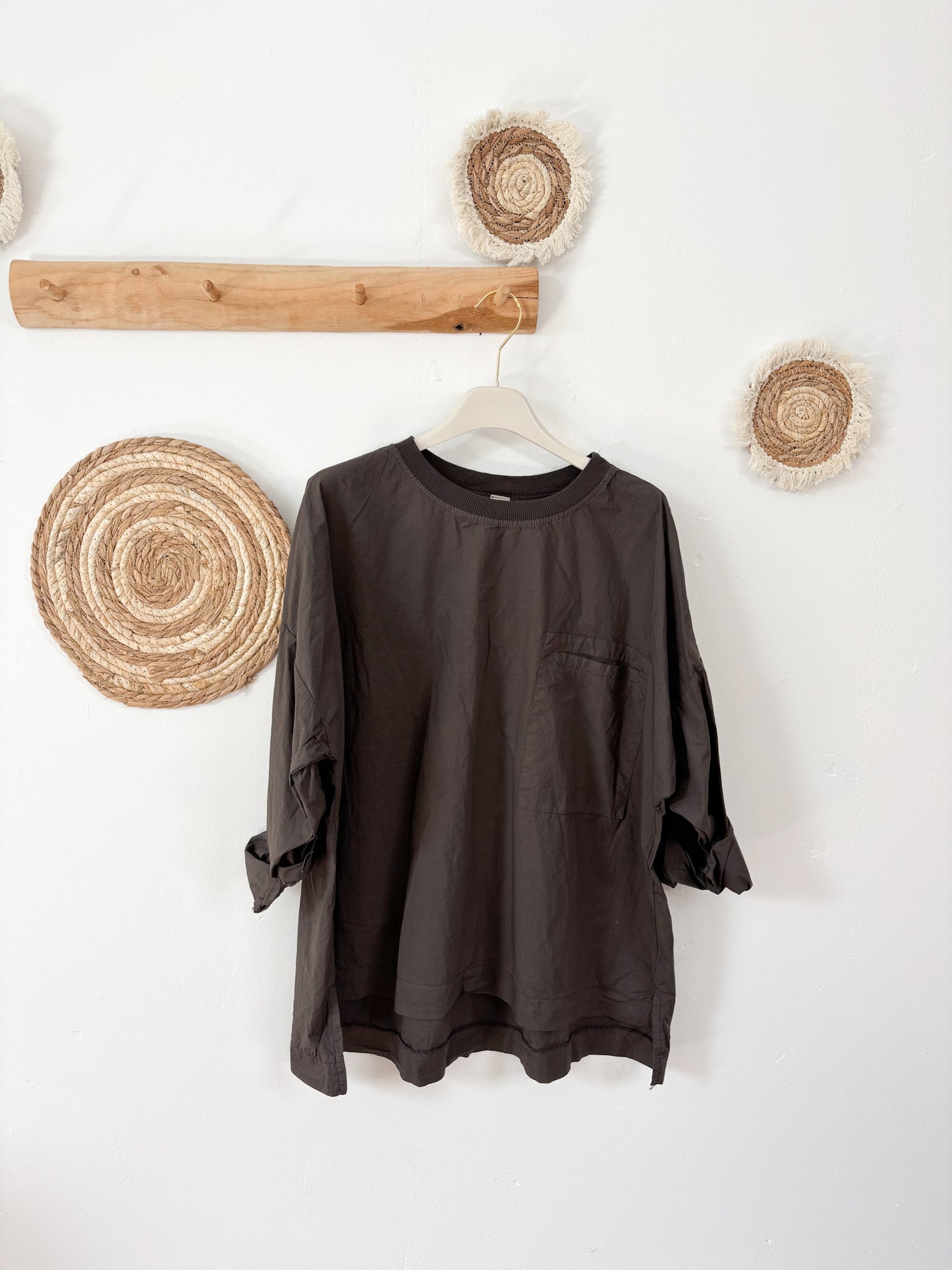 Langarmshirt Rundhals braun