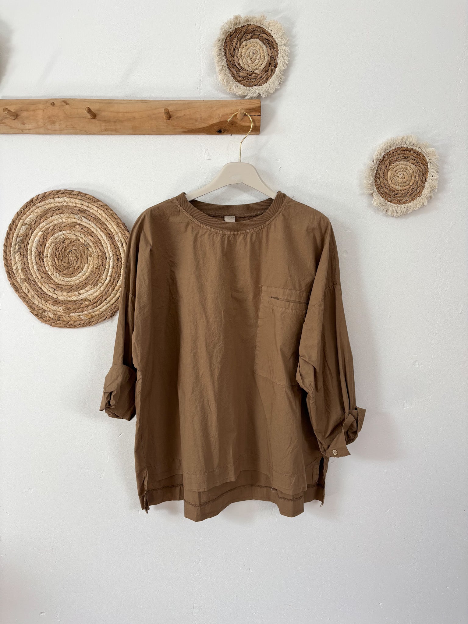Langarmshirt Rundhals caramell