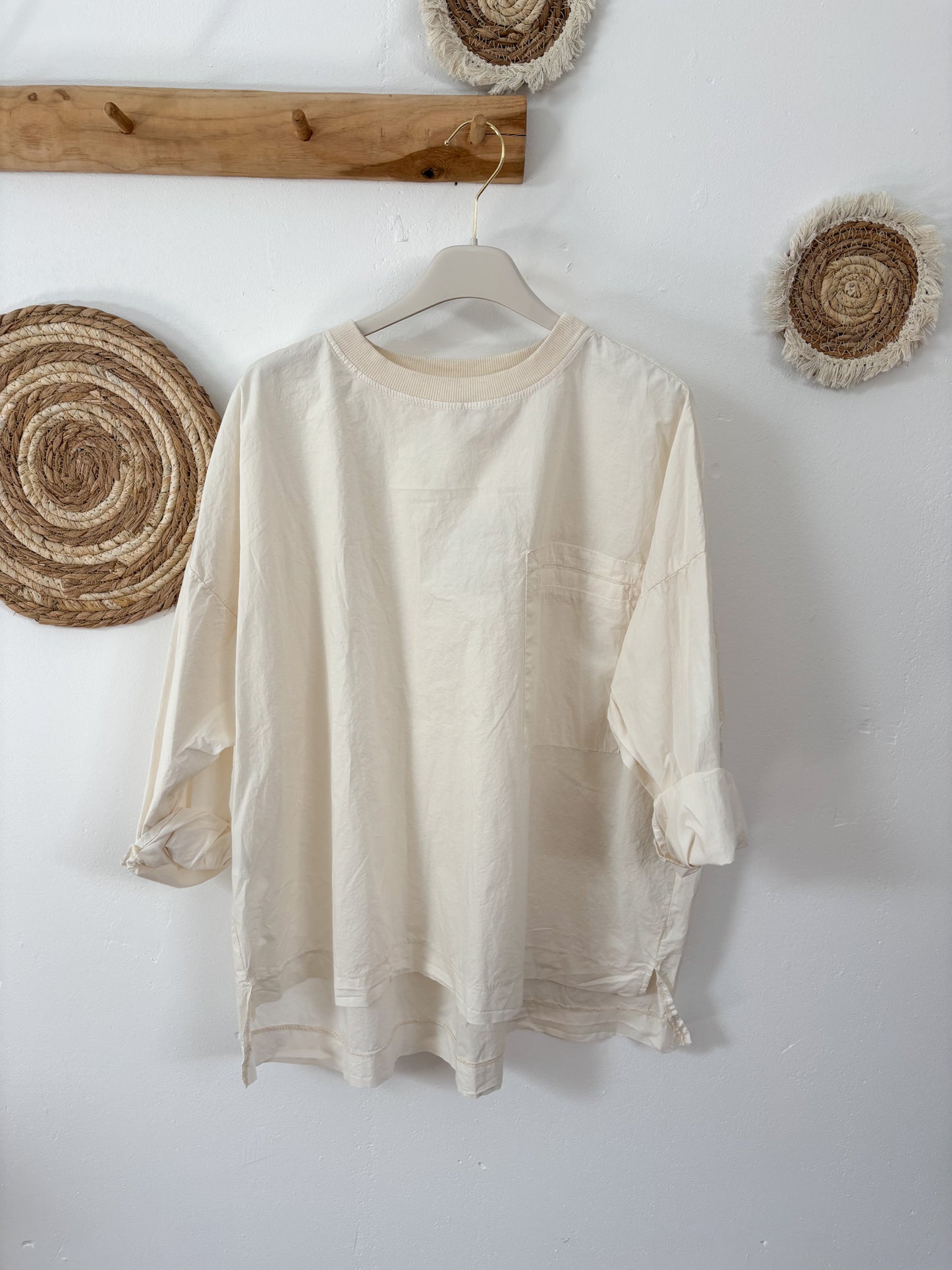 Langarmshirt Rundhals creme
