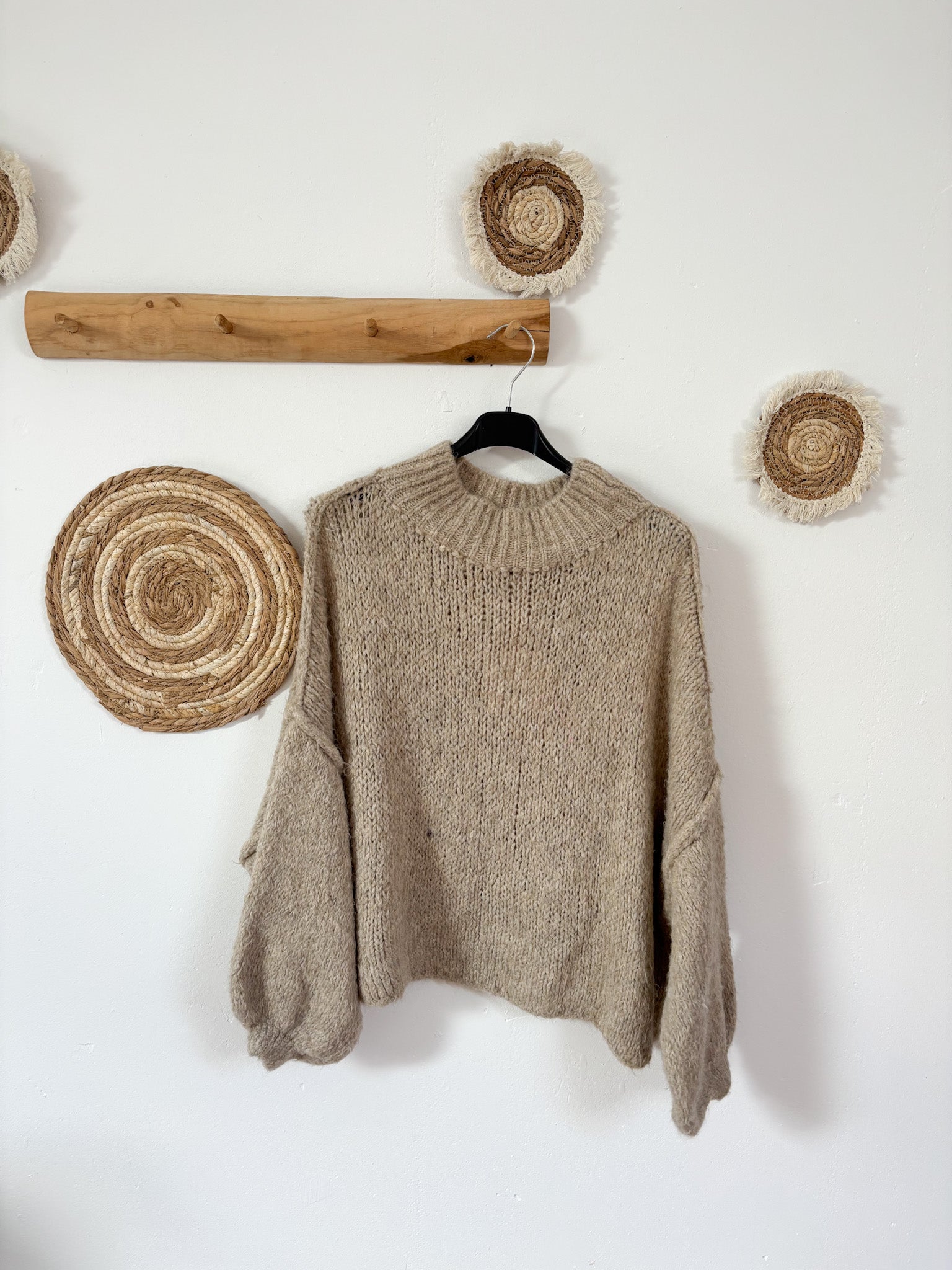 pullover kurzer kragen beige