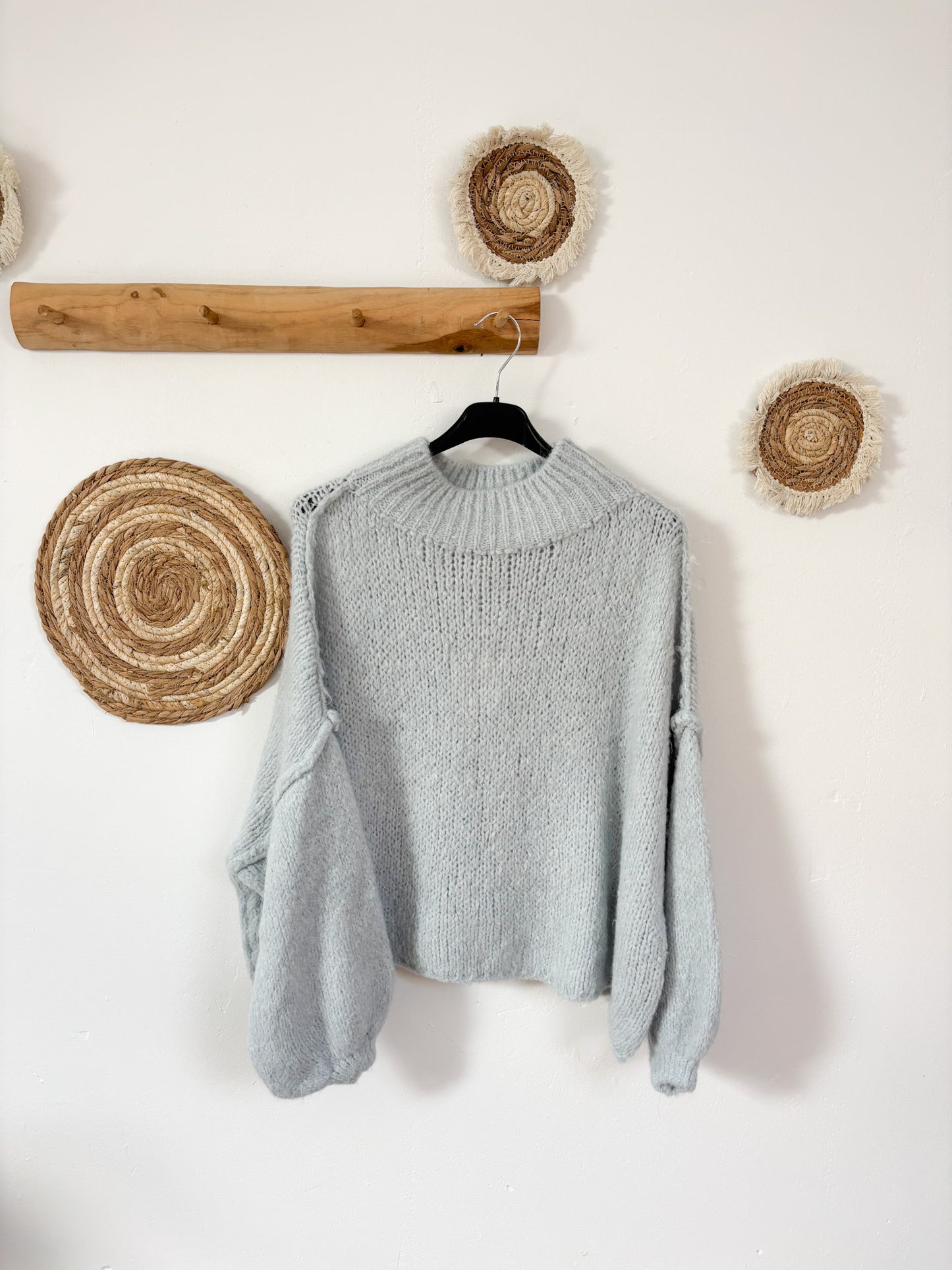 pullover kurzer kragen grau