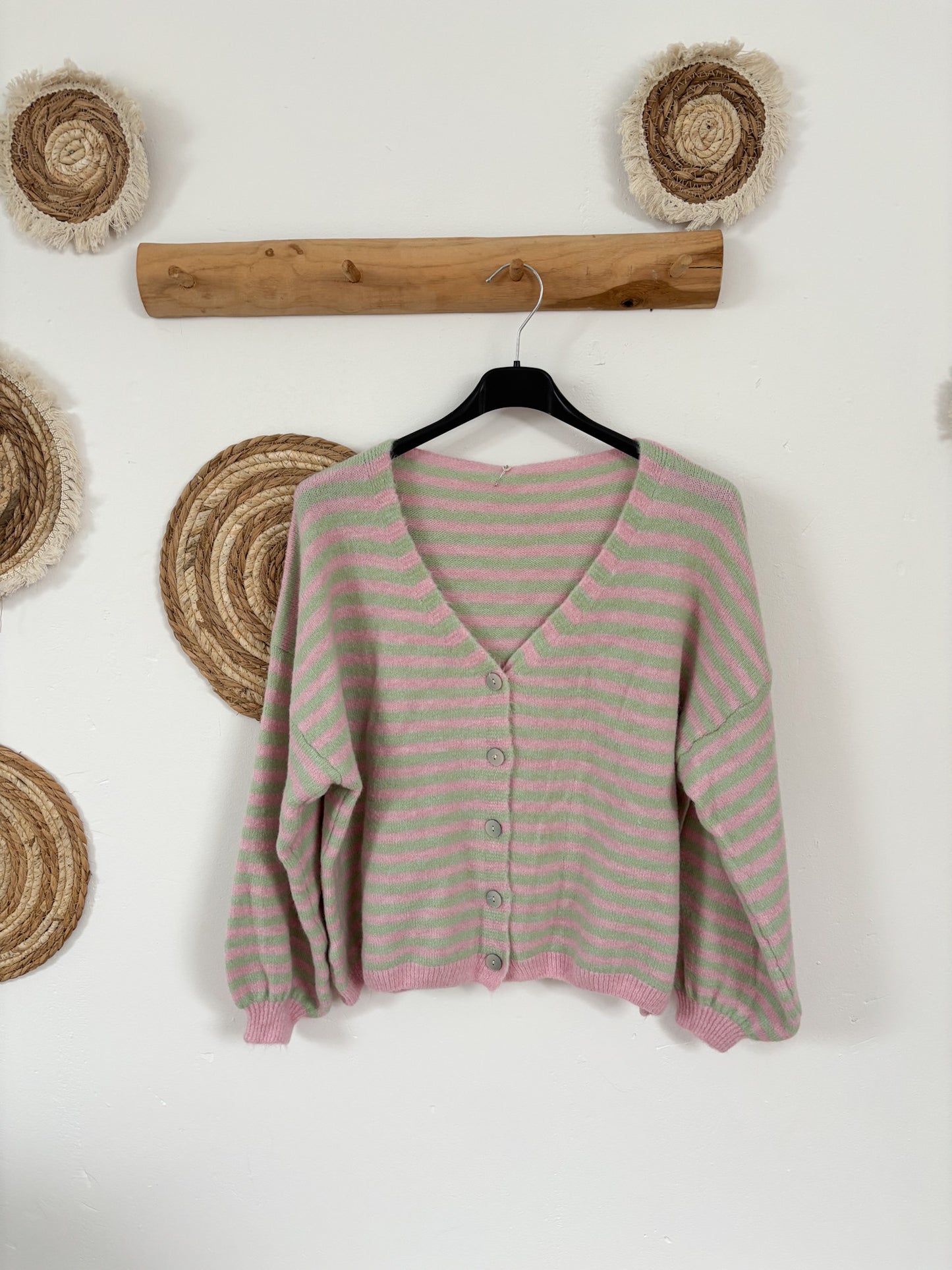 Cardigan Streifen matcha