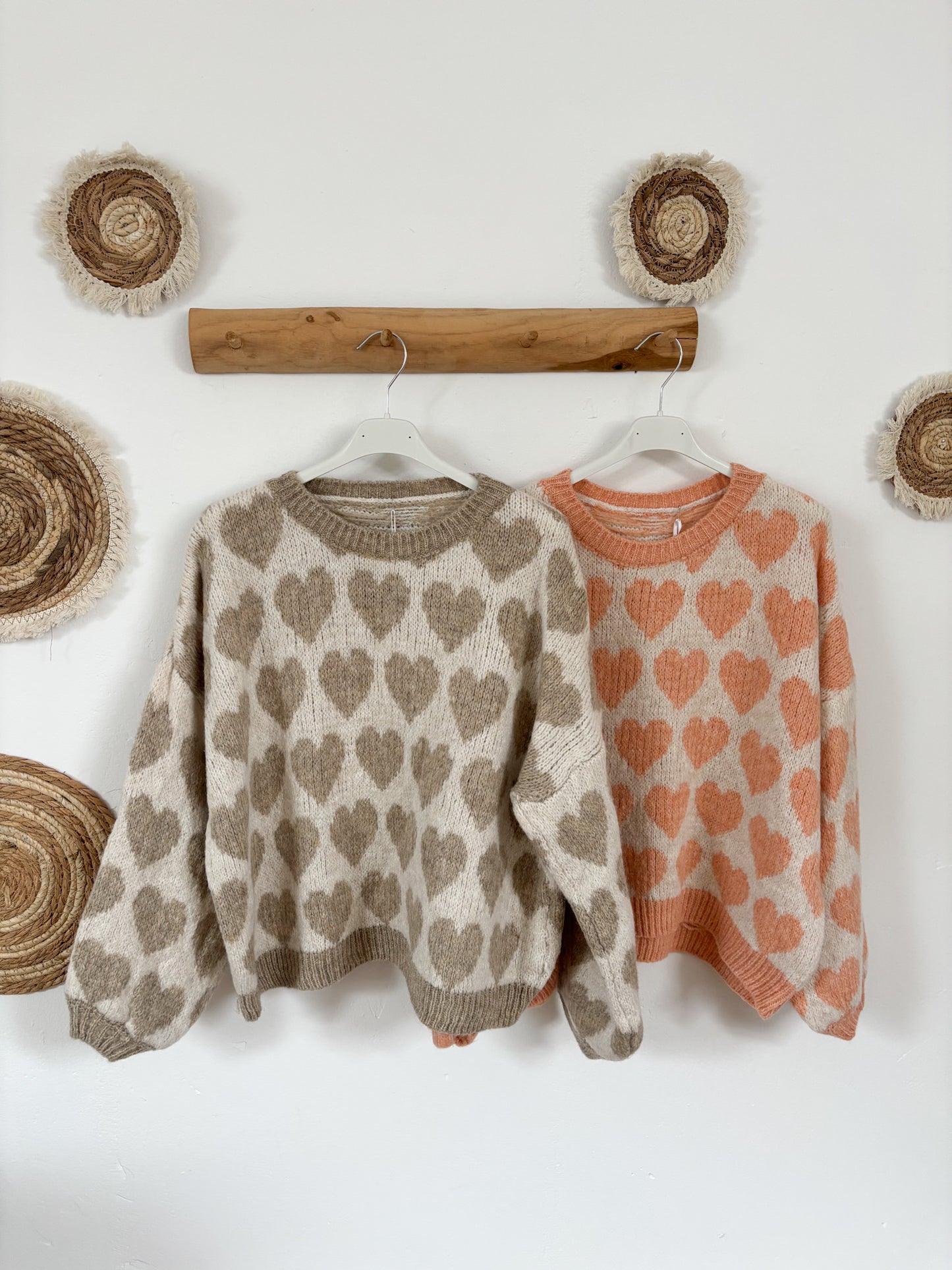 Pullover Herz braun und apricot