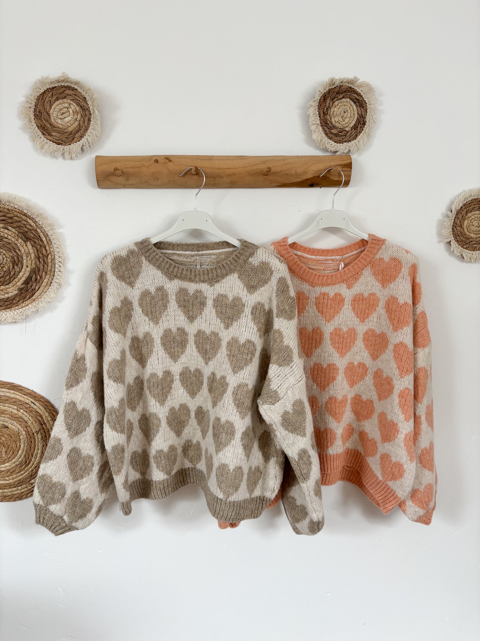 Pullover Herz braun und apricot